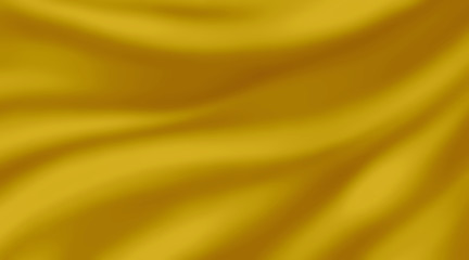 gold silk background illustration with fabric draped texture folds in yellow color, abstract satin or velvet cloth in luxury material design background