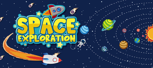 Wall Mural - Background scene for space exploration with planets in solar system