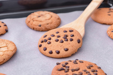 Preparing of sweet cookies, closeup