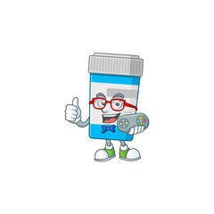 Canvas Print - Medical bottle talented gamer mascot design play game with controller