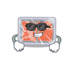 Sticker - Cool frozen salmon cartoon character wearing expensive black glasses