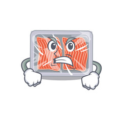 Sticker - Mascot design concept of frozen salmon with angry face