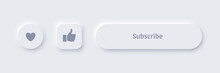 Vector Neomorphism Design White Subscribe Buttons