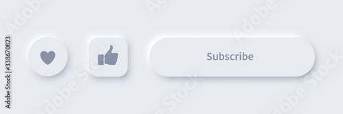 Fotomural Vector neomorphism design white subscribe buttons