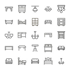 Poster - Icon set of Furniture.