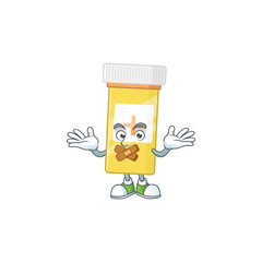 Canvas Print - Medicine bottle mascot cartoon design with quiet finger gesture