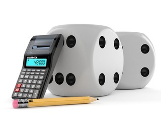 Sticker - Dice with calculator and pencil