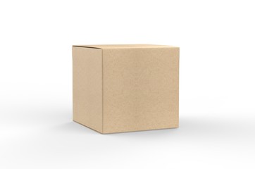 Wall Mural - Blank white cube product packaging paper cardboard box. 3d render illustration.