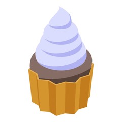 Wall Mural - Cream cupcake icon. Isometric of cream cupcake vector icon for web design isolated on white background
