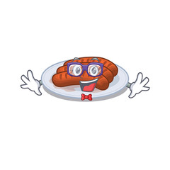 Poster - Mascot design style of geek grilled sausage with glasses