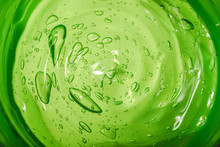 Aloe Vera Cosmetic Gel. Gel Texture With Bubbles On Isolated White Background. Concept Of Natural Cosmetics. Close-up, Macro