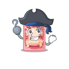 Sticker - Frozen chicken cartoon design style as a Pirate with hook hand and a hat