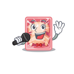 Poster - Talented singer of frozen chicken cartoon character holding a microphone