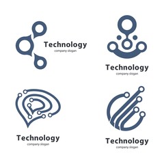 Circular technology circuit icon logo