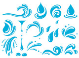 Fototapeta  - water design element, drop, splash set icons