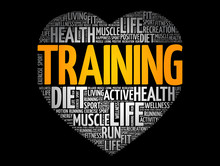 Training Heart Word Cloud, Fitness, Sport, Health Concept Background