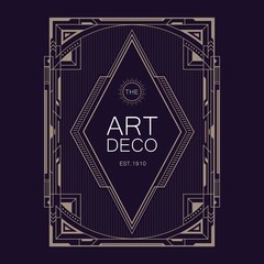 Wall Mural - art deco retro badge logo design vector illustration