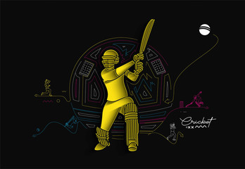 Wall Mural - Cricket banner batsman championship background.