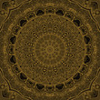 Golden Mandala Design Vintage Vector Illustration, Round Ornament Pattern Golden Color Mandala on Black Background