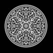 Elegant Mandala Design Vintage Vector Illustration, Round Ornament Pattern White Mandala on Black Background