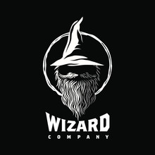 Wizard Warlock Logo Design Inspiration, Design Element For Logo, Poster, Card, Banner, Emblem, T Shirt. Vector Illustration