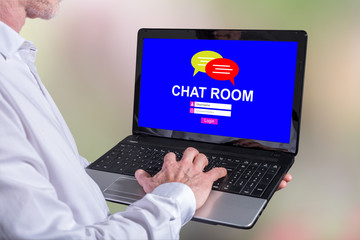 Wall Mural - Chat room concept on a laptop