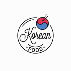 Wall Mural - Korean food logo. Round linear of korean dishes