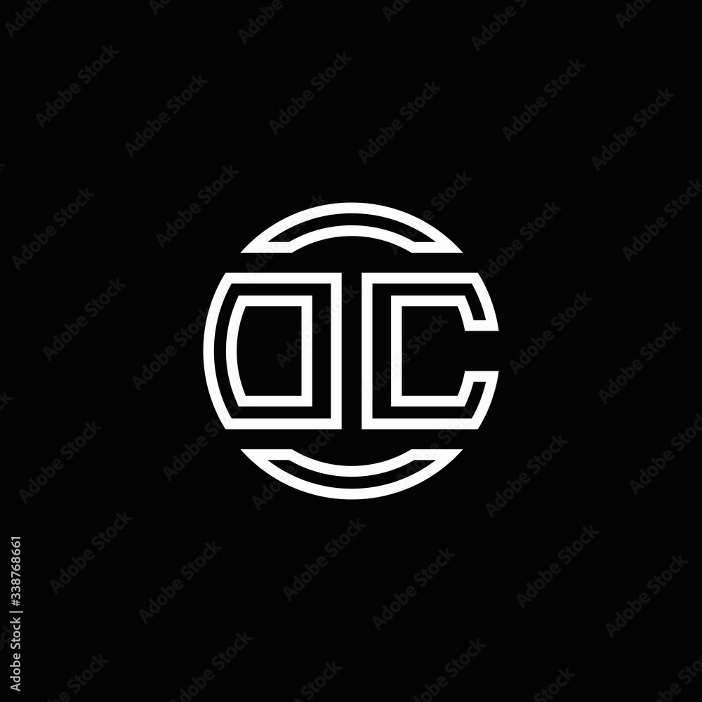 DC logo monogram with negative space circle rounded design template ...