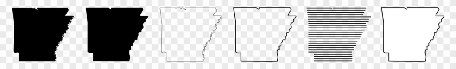 Wall Mural - arkansas map black | state border | united states | us america | transparent isolated | variations