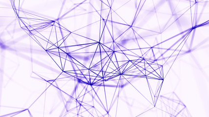 Wall Mural - Digital plexus of glowing lines and dots. Abstract background. 3D rendering. Network or connection. 3d rendering.