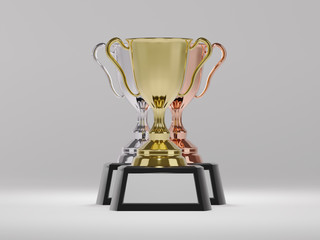 Wall Mural - trophy award on white background. copy space for text. 3d rendering.