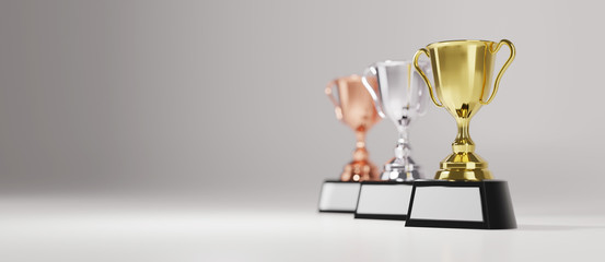 Wall Mural - trophy award on white background. copy space for text. 3d rendering.