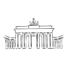 The Brandenburg Gate In Berlin. Hand Drawn Sketch Illustration