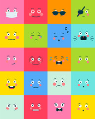  Emotion icons. Set of flat Emoji symbols.