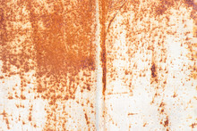 Grunge Red Brown Rust On White Metallic Sheet Textured Background