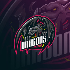 Wall Mural - dragon mascot logo design vector with modern illustration concept style for badge, emblem and tshirt printing. angry dragon illustration for sport and esport team.