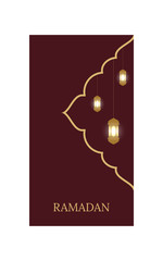 Wall Mural - The Muslim feast of the holy month of Ramadan Kareem. Vertical banners with glowing lanterns and ornate element. Vector Illustration for greeting card, poster and voucher.