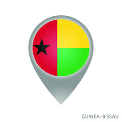 Wall Mural - Map pointer with flag of Guinea-Bissau. Colorful pointer icon for map. Vector Illustration.