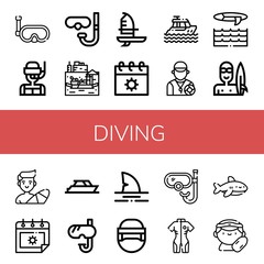 Wall Mural - diving icon set