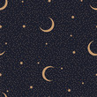 © Anastasi - Minimalistic seamless abstract pattern with starry sky and moon on a dark background