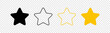 Stars icons. Stars in linear flat design. Star vector icon black and yellow color, isolated. Vector illustration