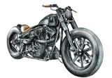 Fototapeta Lawenda - Motorcycle bobber painted in watercolor on paper, isolated drawing