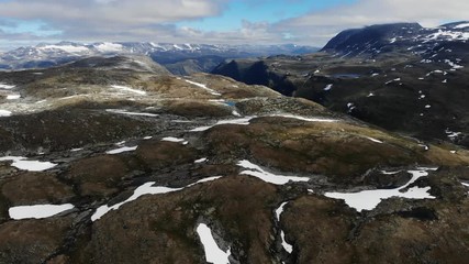 Sticker - Summer mountains landscape with snow and lakes. National tourist scenic route 55 Sognefjellet in Norway