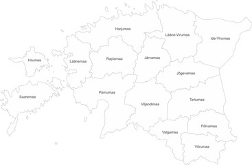  Estonia map with name labels. White background. Perfect for business concepts, backdrop, sticker, backgrounds, label, chart, poster and wallpaper.