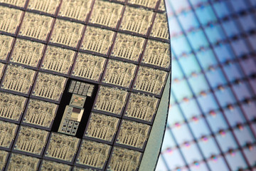 Wall Mural - Macro of silicon semiconductor wafer.