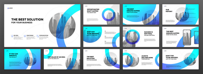 Wall Mural - modern powerpoint presentation templates set. use for minimalistic keynote presentation background, 