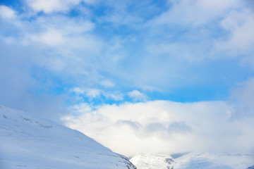 Wall Mural - Winter landscape mountains with snow