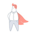 © BadBrother - Hero, superhero businessman with a red cloak. Superman, brave and courage person, problem solver, the best employee. Flat linear vector illustration on white.