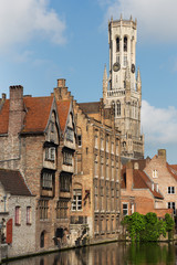 View at famous Belfry of Bruges city