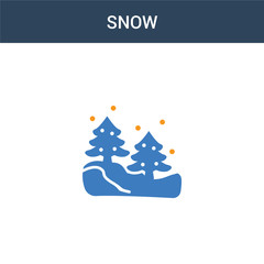 two colored Snow concept vector icon. 2 color Snow vector illustration. isolated blue and orange eps icon on white background.